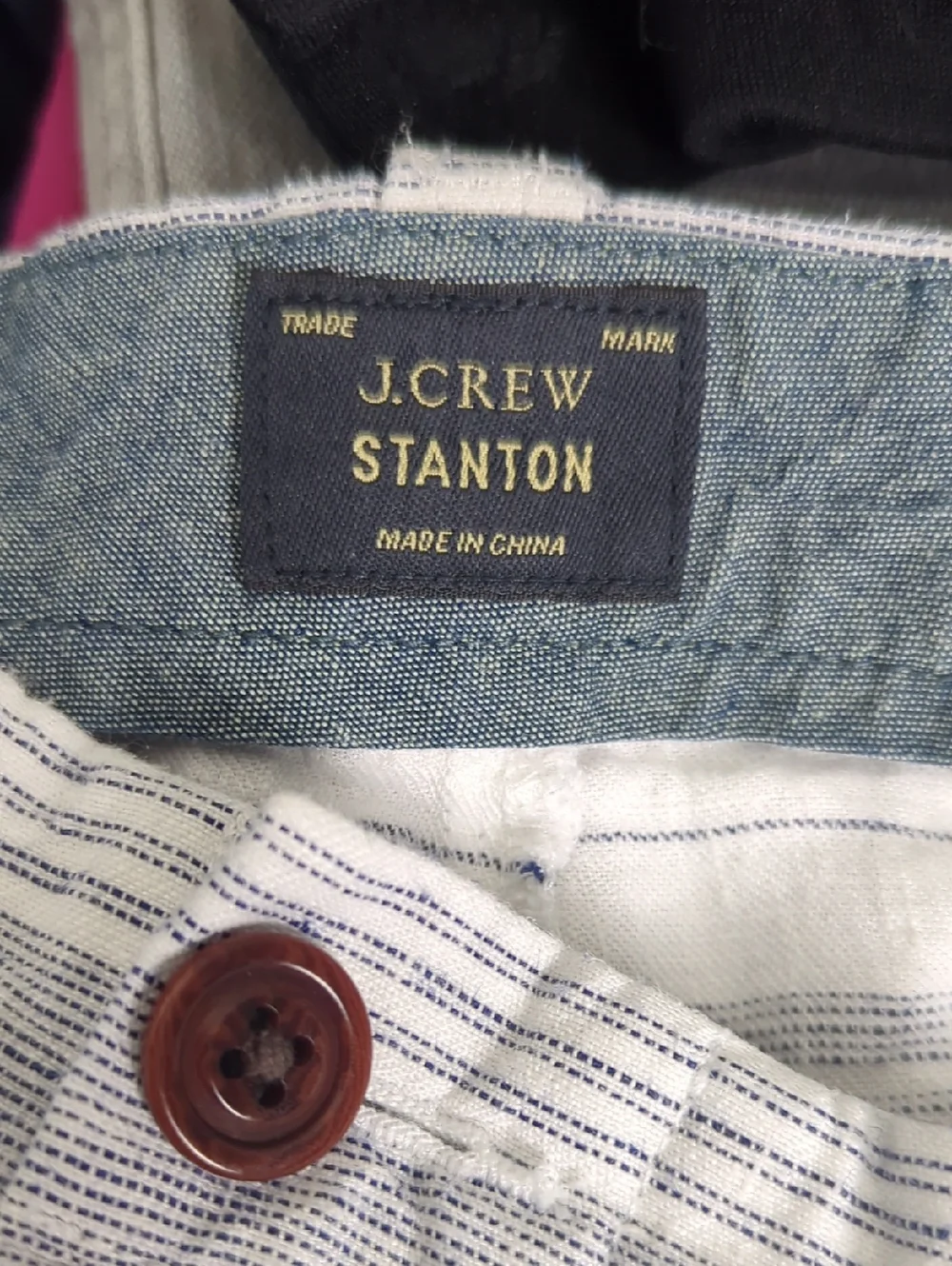 J CREW Men's 34 Stanton Linen Blue Stripe Shorts